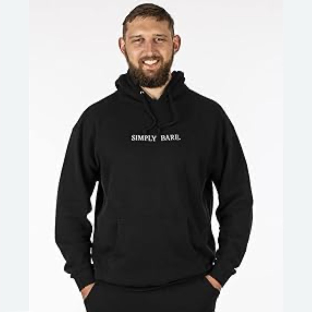 HANNAH FRIEND Simply Bare Drawstring Hoodie, Front Pockets, Men’s XL, Black